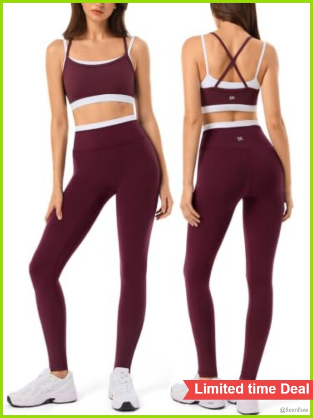 2 Piece Workout Set Activewear Sports Bra High Waisted Leggings Nylon Lycra